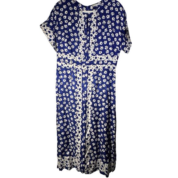 Boden Esmeralda Midi Dress Blue White Geometric Print Size 8 - Picture 3 of 7